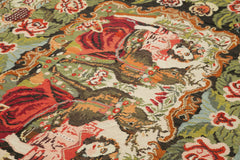 Moldovian Floral Siyah Çiçekli Pamuk Yün Keçi Tüyü El Dokuma Halısı 193x340 Agacan