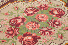 Moldovian Floral Siyah Çiçekli Pamuk Yün Keçi Tüyü El Dokuma Halısı 192x270 Agacan