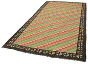 Moldovian Floral Siyah Çiçekli Pamuk Yün Keçi Tüyü El Dokuma Halısı 160x317 Agacan