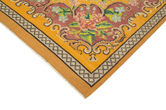 Moldovian Floral Sarı Çiçekli Pamuk Yün Keçi Tüyü El Dokuma Halısı 186x312 Agacan