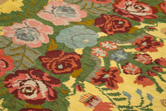 Moldovian Floral Kahverengi Çiçekli Pamuk Yün Keçi Tüyü El Dokuma Halısı 200x246 Agacan