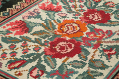 Moldovian Floral Siyah Çiçekli Pamuk Yün Keçi Tüyü El Dokuma Halısı 187x278 Agacan