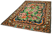 Moldovian Floral Siyah Çiçekli Pamuk Yün Keçi Tüyü El Dokuma Halısı 197x274 Agacan