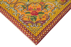 Moldovian Floral Sarı Çiçekli Pamuk Yün Keçi Tüyü El Dokuma Halısı 188x292 Agacan