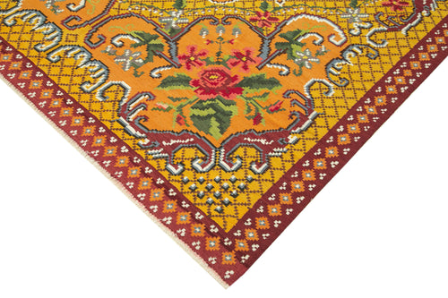 Moldovian Floral Sarı Çiçekli Pamuk Yün Keçi Tüyü El Dokuma Halısı 188x292 Agacan