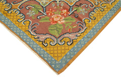 Moldovian Floral Sarı Çiçekli Pamuk Yün Keçi Tüyü El Dokuma Halısı 192x310 Agacan