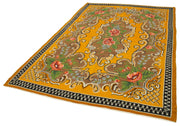 Moldovian Floral Sarı Çiçekli Pamuk Yün Keçi Tüyü El Dokuma Halısı 185x270 Agacan