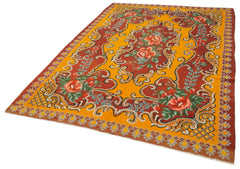 Moldovian Floral Kırmızı Çiçekli Pamuk Yün Keçi Tüyü El Dokuma Halısı 192x275 Agacan