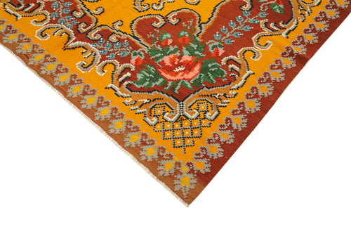 Moldovian Floral Kırmızı Çiçekli Pamuk Yün Keçi Tüyü El Dokuma Halısı 192x275 Agacan