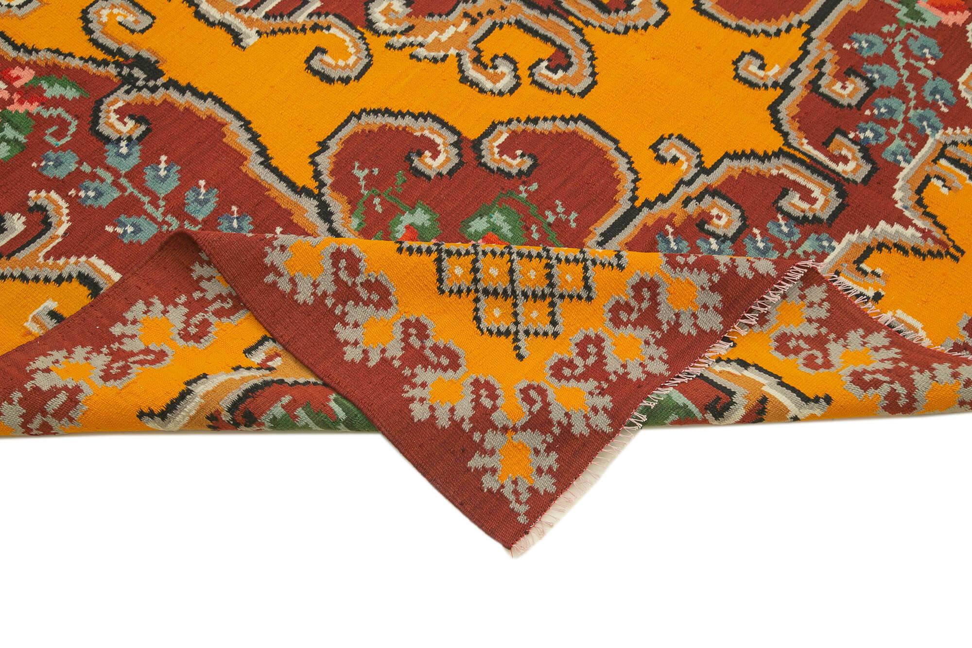 Moldovian Floral Kırmızı Çiçekli Pamuk Yün Keçi Tüyü El Dokuma Halısı 192x275 Agacan