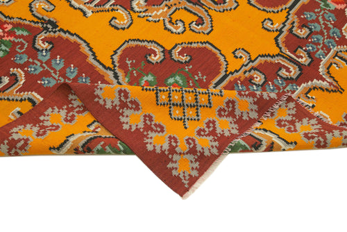 Moldovian Floral Kırmızı Çiçekli Pamuk Yün Keçi Tüyü El Dokuma Halısı 192x275 Agacan