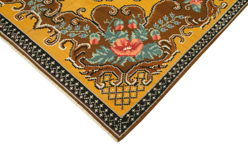 Moldovian Floral Kahverengi Çiçekli Pamuk Yün Keçi Tüyü El Dokuma Halısı 176x262 Agacan