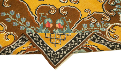 Moldovian Floral Kahverengi Çiçekli Pamuk Yün Keçi Tüyü El Dokuma Halısı 176x262 Agacan