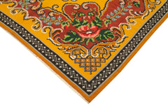 Moldovian Floral Sarı Çiçekli Pamuk Yün Keçi Tüyü El Dokuma Halısı 182x246 Agacan