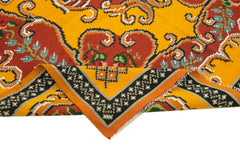 Moldovian Floral Sarı Çiçekli Pamuk Yün Keçi Tüyü El Dokuma Halısı 182x246 Agacan