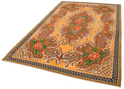 Moldovian Floral Kahverengi Çiçekli Pamuk Yün Keçi Tüyü El Dokuma Halısı 175x283 Agacan