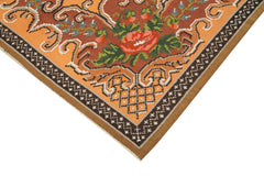 Moldovian Floral Kahverengi Çiçekli Pamuk Yün Keçi Tüyü El Dokuma Halısı 175x283 Agacan