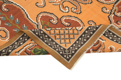 Moldovian Floral Kahverengi Çiçekli Pamuk Yün Keçi Tüyü El Dokuma Halısı 175x283 Agacan