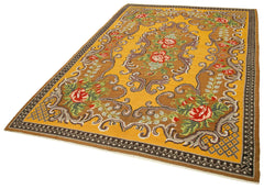 Moldovian Floral Kahverengi Çiçekli Pamuk Yün Keçi Tüyü El Dokuma Halısı 183x280 Agacan