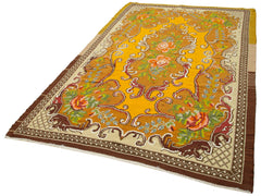 Moldovian Floral Kahverengi Çiçekli Pamuk Yün Keçi Tüyü El Dokuma Halısı 174x283 Agacan