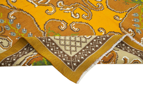 Moldovian Floral Kahverengi Çiçekli Pamuk Yün Keçi Tüyü El Dokuma Halısı 174x283 Agacan