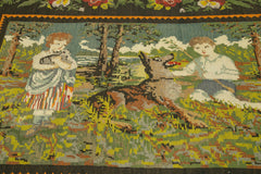 Moldovian Floral Siyah Çiçekli Pamuk Yün Keçi Tüyü El Dokuma Halısı 192x240 Agacan