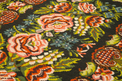Moldovian Floral Siyah Çiçekli Pamuk Yün Keçi Tüyü El Dokuma Halısı 187x302 Agacan