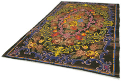 Moldovian Floral Kahverengi Çiçekli Pamuk Yün Keçi Tüyü El Dokuma Halısı 190x304 Agacan