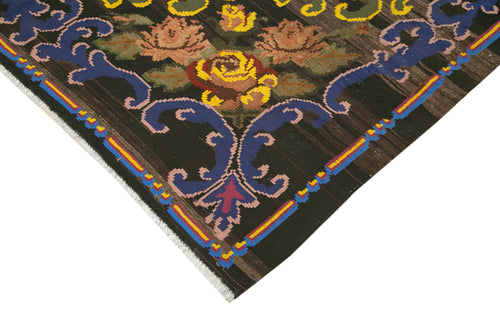 Moldovian Floral Kahverengi Çiçekli Pamuk Yün Keçi Tüyü El Dokuma Halısı 190x304 Agacan