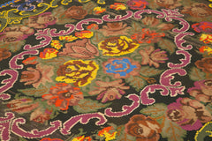 Moldovian Floral Kahverengi Çiçekli Pamuk Yün Keçi Tüyü El Dokuma Halısı 190x304 Agacan