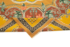 Moldovian Floral Sarı Çiçekli Pamuk Yün Keçi Tüyü El Dokuma Halısı 197x291 Agacan