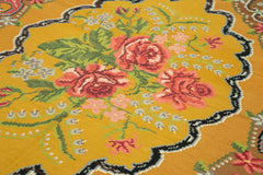 Moldovian Floral Sarı Çiçekli Pamuk Yün Keçi Tüyü El Dokuma Halısı 190x314 Agacan