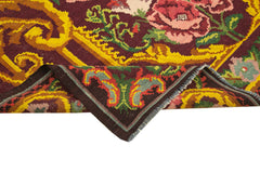 Moldovian Floral Siyah Çiçekli Pamuk Yün Keçi Tüyü El Dokuma Halısı 202x320 Agacan