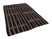 Striped Kilim Kahverengi Çizgili Keçi Tüyü El Dokuma Halısı 185x256 Agacan