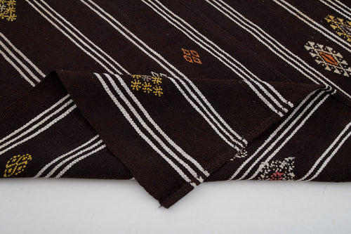 Striped Kilim Kahverengi Çizgili Keçi Tüyü El Dokuma Halısı 185x256 Agacan