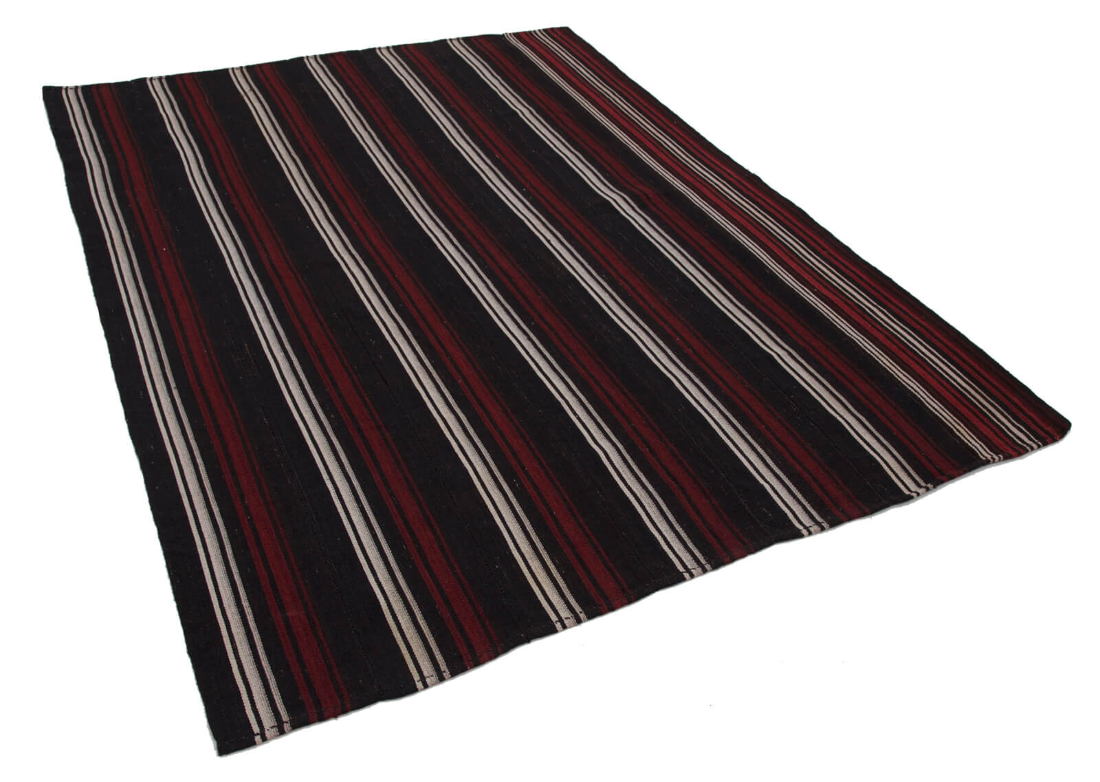 Striped Kilim Kahverengi Çizgili Keçi Tüyü El Dokuma Halısı 186x248 Agacan
