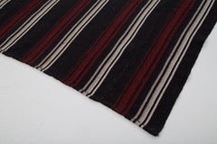 Striped Kilim Kahverengi Çizgili Keçi Tüyü El Dokuma Halısı 186x248 Agacan