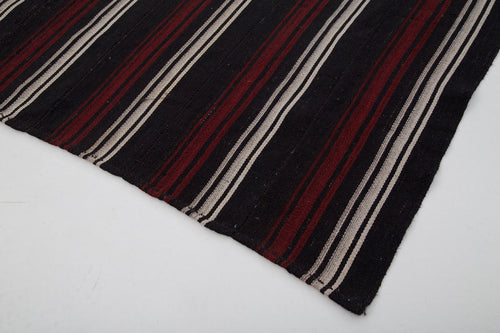 Striped Kilim Kahverengi Çizgili Keçi Tüyü El Dokuma Halısı 186x248 Agacan