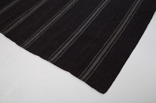 Striped Kilim Kahverengi Çizgili Keçi Tüyü El Dokuma Halısı 210x260 Agacan