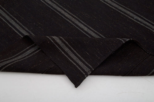 Striped Kilim Kahverengi Çizgili Keçi Tüyü El Dokuma Halısı 210x260 Agacan