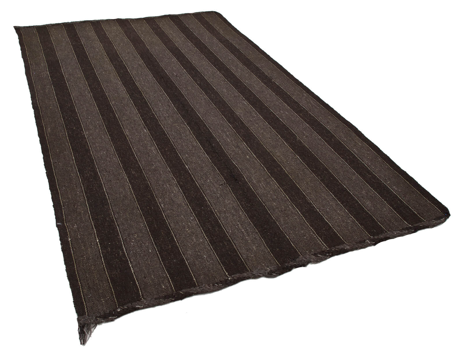 Striped Kilim Kahverengi Çizgili Keçi Tüyü El Dokuma Halısı 178x298 Agacan