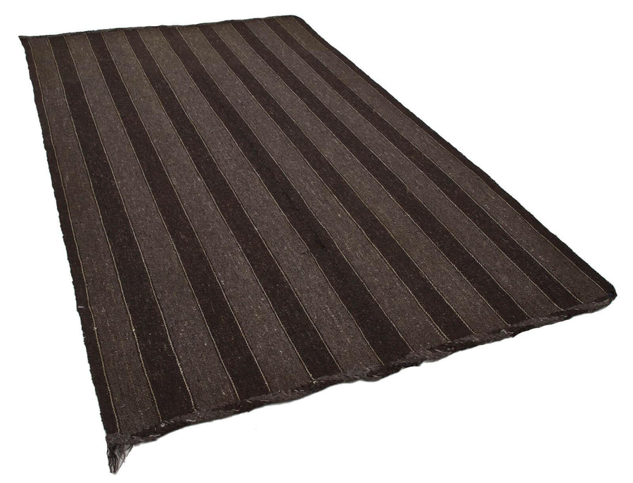 Striped Kilim Kahverengi Çizgili Keçi Tüyü El Dokuma Halısı 178x298 Agacan