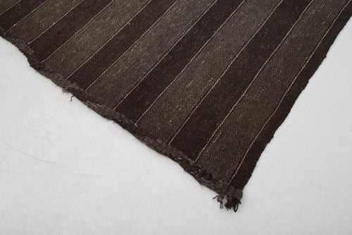 Striped Kilim Kahverengi Çizgili Keçi Tüyü El Dokuma Halısı 178x298 Agacan