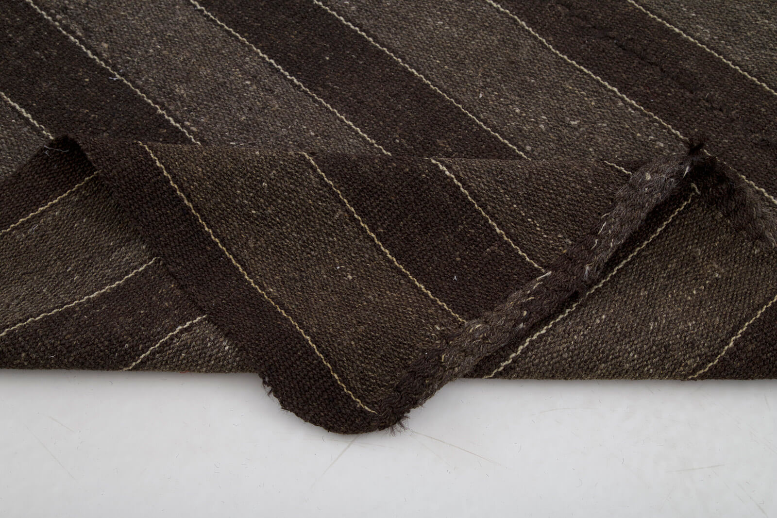 Striped Kilim Kahverengi Çizgili Keçi Tüyü El Dokuma Halısı 178x298 Agacan