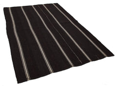 Striped Kilim Kahverengi Çizgili Keçi Tüyü El Dokuma Halısı 174x266 Agacan