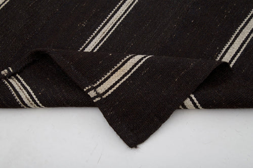 Striped Kilim Kahverengi Çizgili Keçi Tüyü El Dokuma Halısı 174x266 Agacan