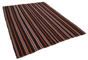 Striped Kilim Kahverengi Çizgili Keçi Tüyü El Dokuma Halısı 212x284 Agacan