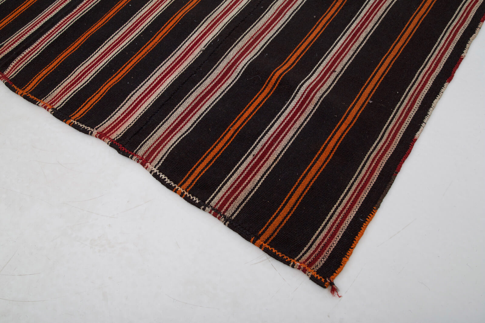 Striped Kilim Kahverengi Çizgili Keçi Tüyü El Dokuma Halısı 212x284 Agacan