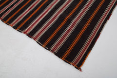 Striped Kilim Kahverengi Çizgili Keçi Tüyü El Dokuma Halısı 212x284 Agacan