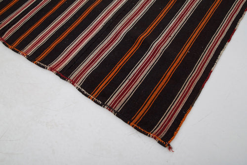 Striped Kilim Kahverengi Çizgili Keçi Tüyü El Dokuma Halısı 212x284 Agacan